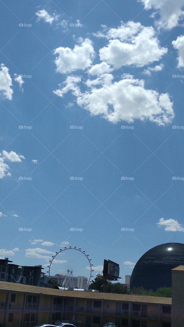 My picture of the beautiful blue sky with white puffy clouds in Las Vegas Nevada