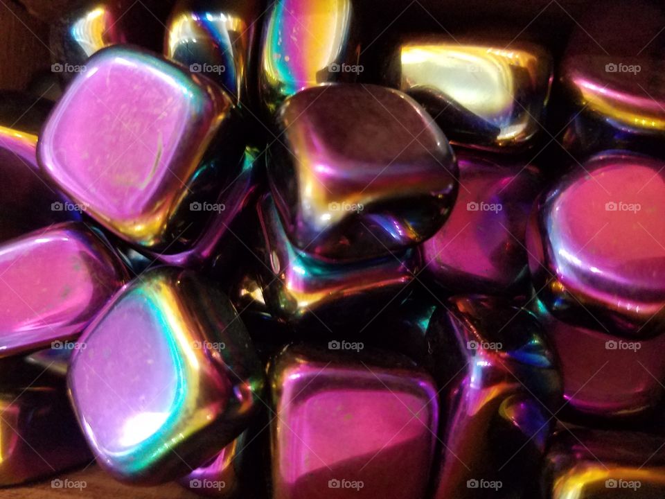 purple aura hematite tumbled crystal mineral  stones