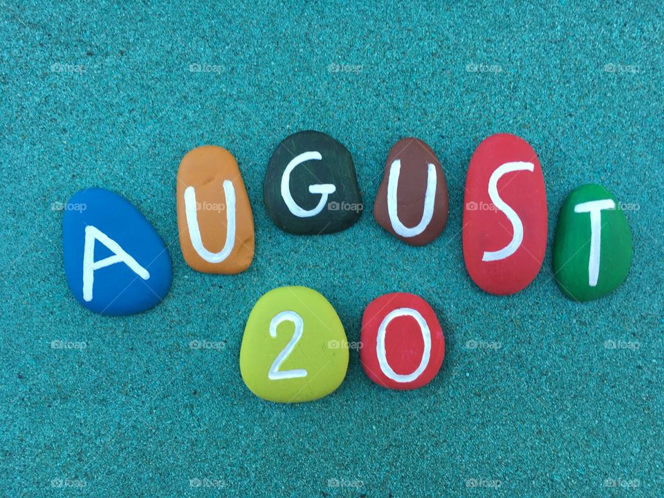 20 August, calendar date on colored stones augus