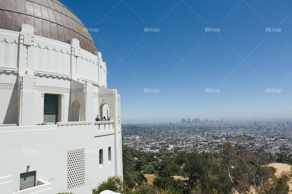 Partial view of Griffith Observatory in Los Angeles California 