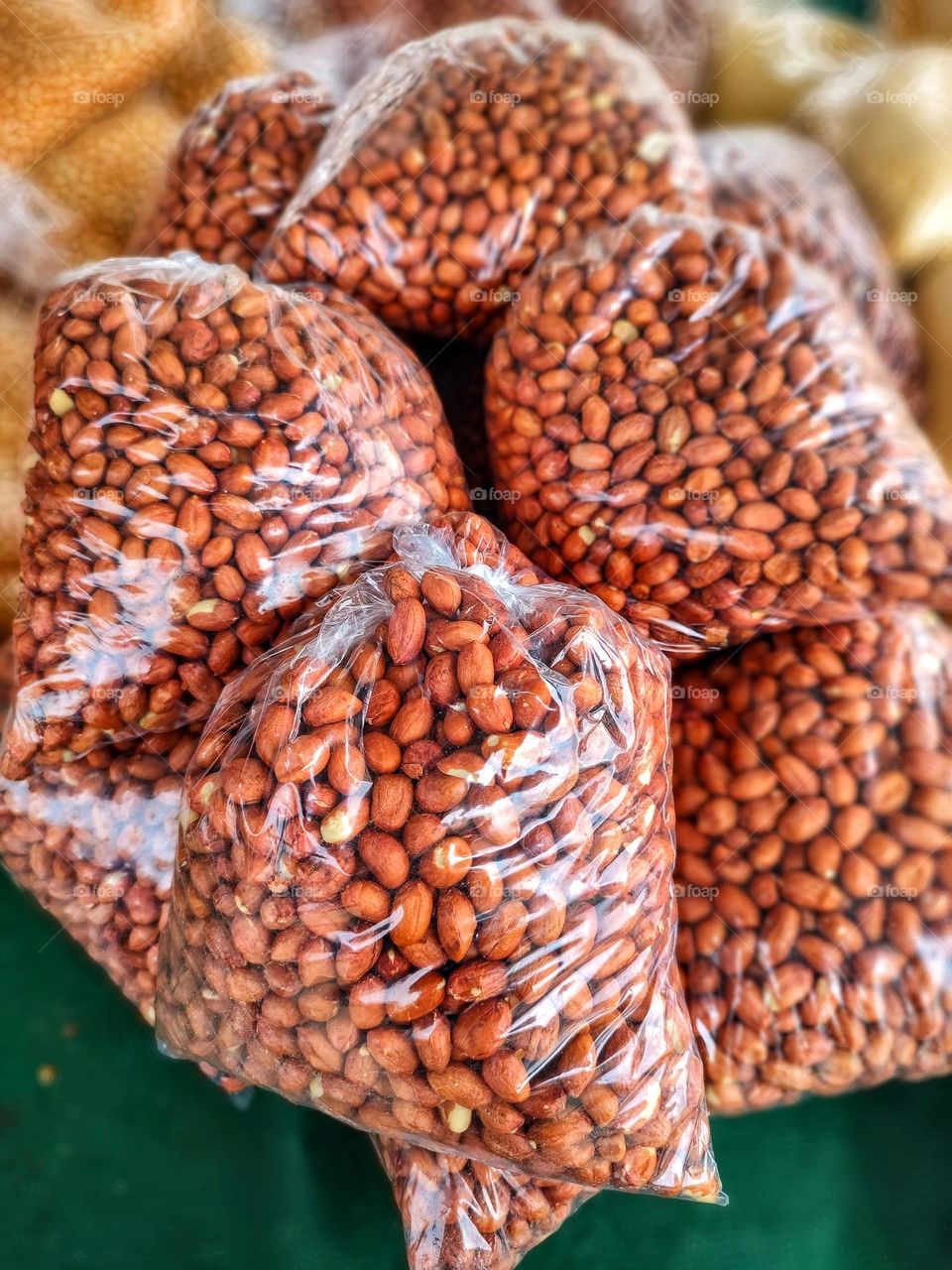 peanut sold in packets at the street market.