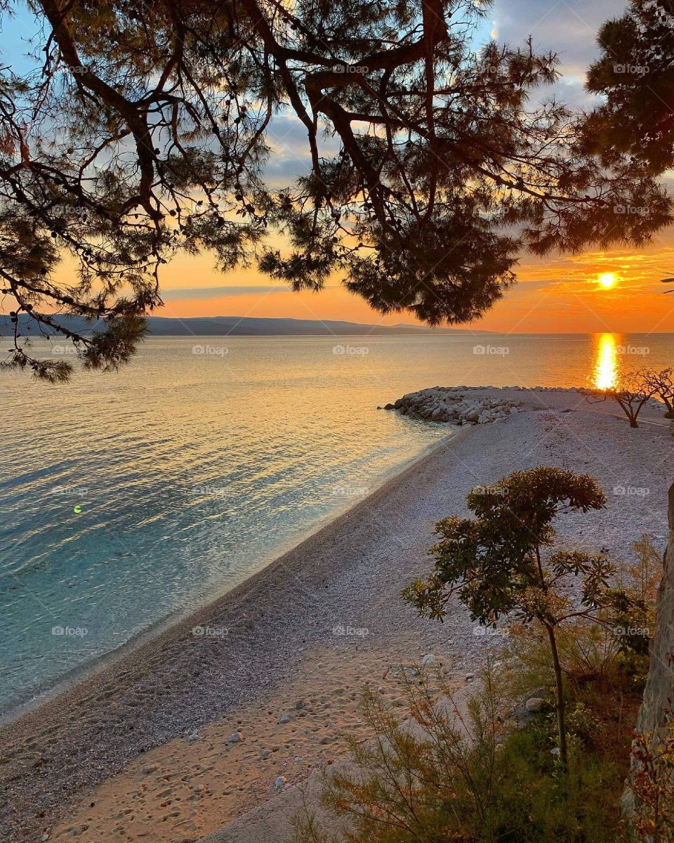 Brela sunset beach from to Croatia