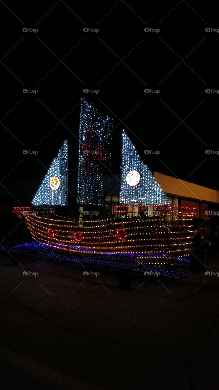 lighted Christmas boat display