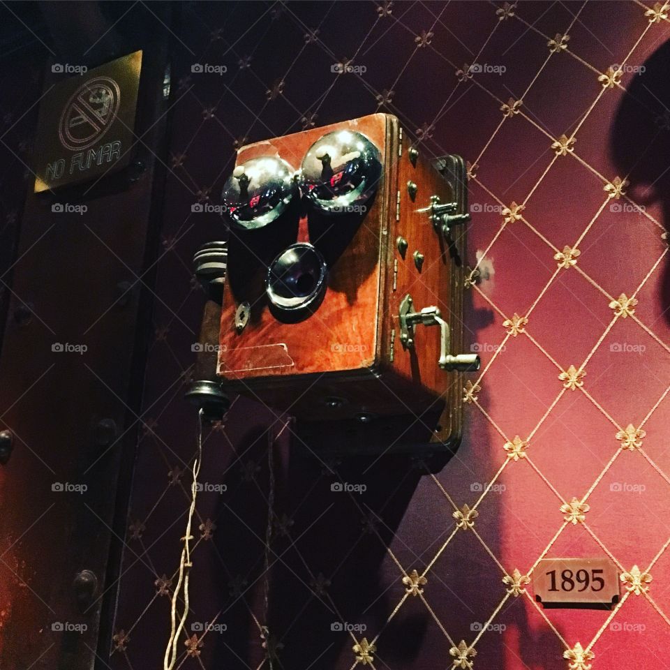 Antique phone in Mexico City bar