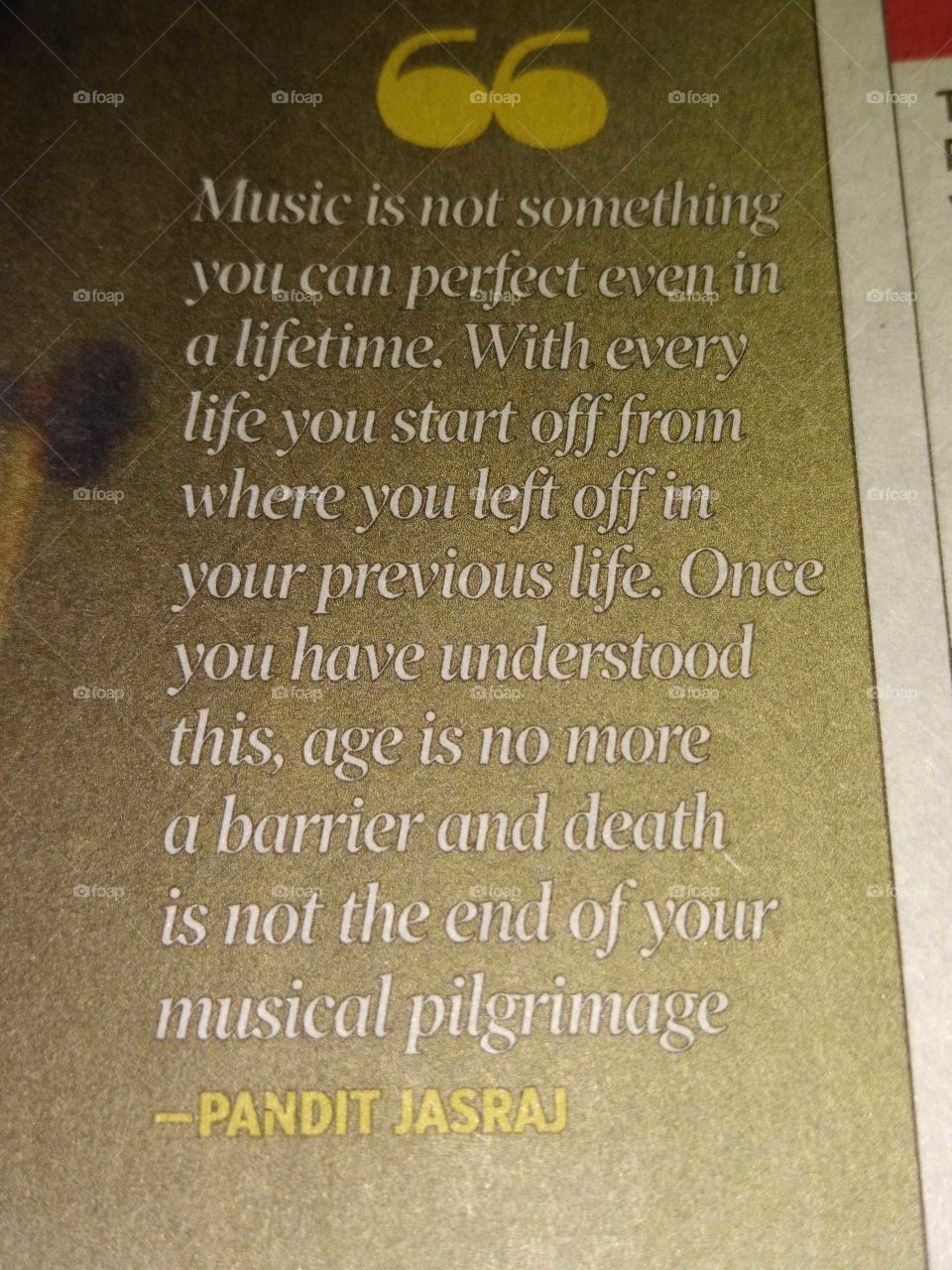 words of the legendary music artist PANDIT JASRAJ