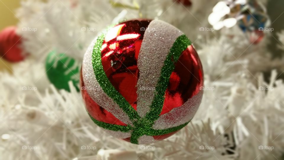 Christmas decoration on white tree
