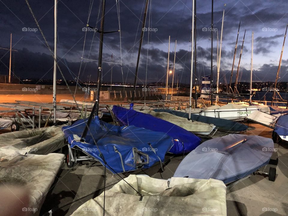 Beautiful Torquay harbor moments before darkness fell, l felt that the sky looked threatening, but the whole frame was alight to the harbor craft.