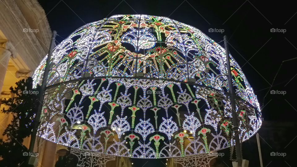 Christmas light dome in Valletta