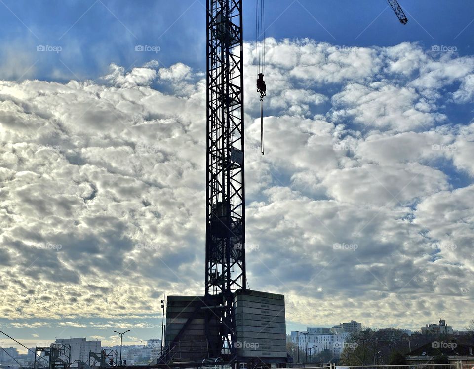 grue dans les nuages à Paris