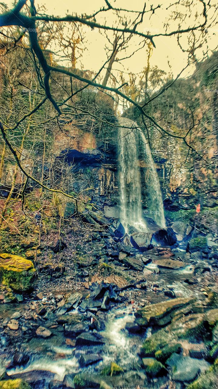 Beautiful waterfall in breach becan wales