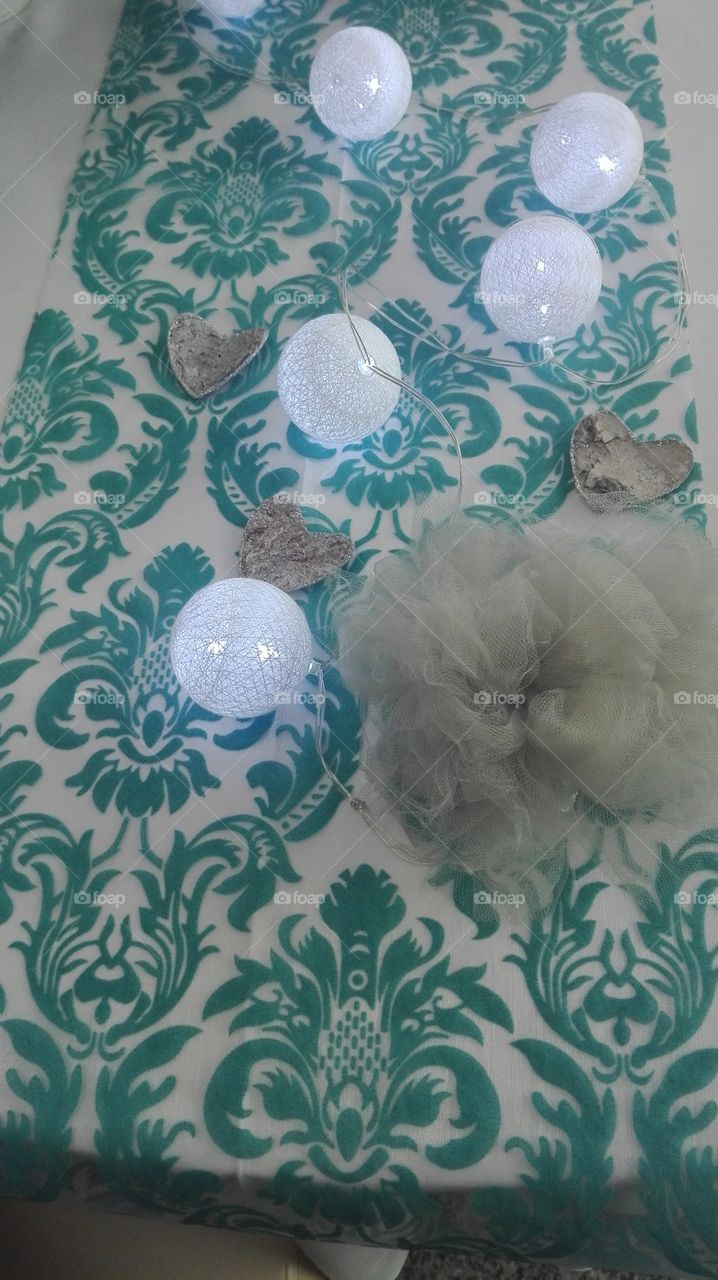 Cottonballs,pompon,heart. wedding decorations