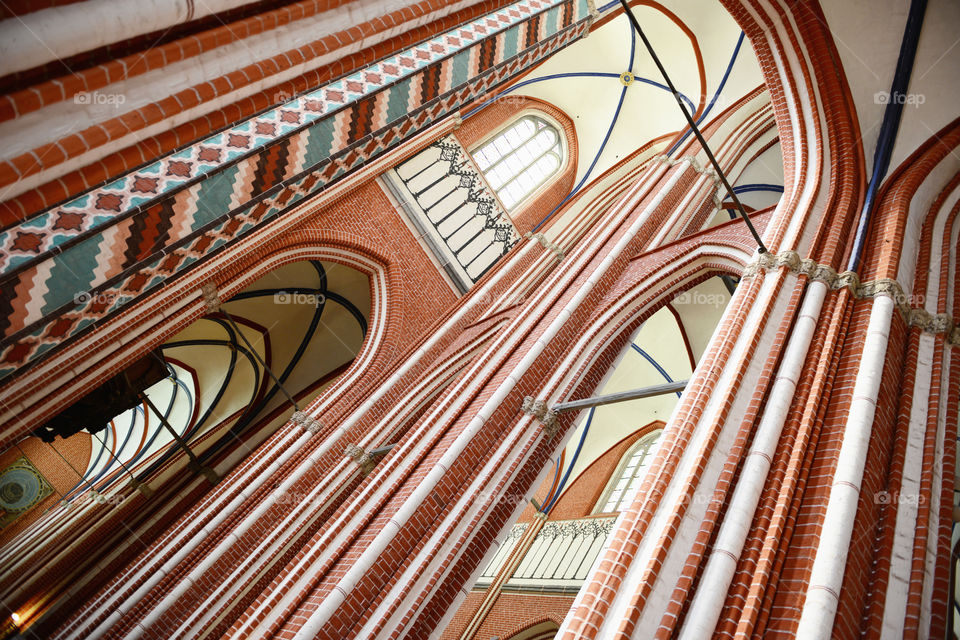 Inside view of Cathedral Münster Bad Doberan (Mecklenburg-Vorpommern, Germany). typical example of brickstone gothic church in germany.  Doberan Minster.