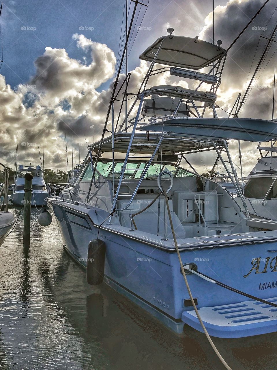 Billowing clouds at marina