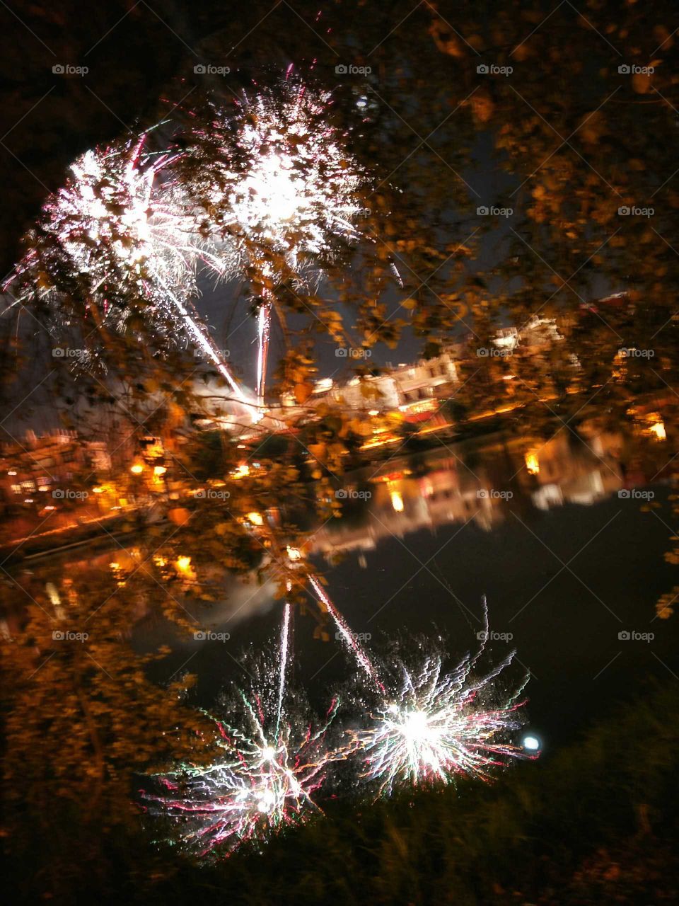 Fireworks above the river