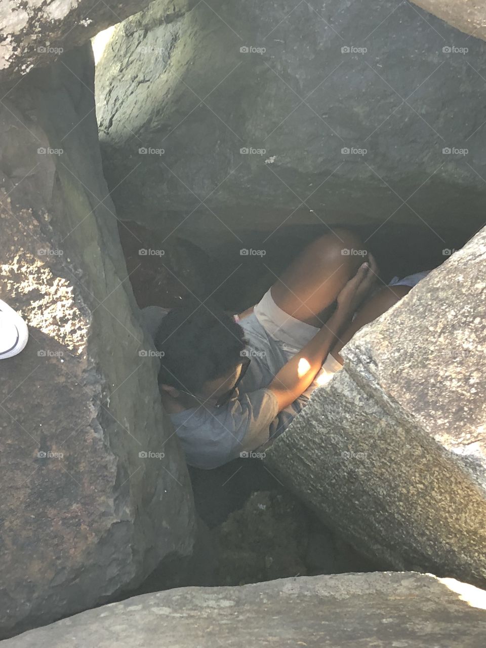 Hiding in the rocks