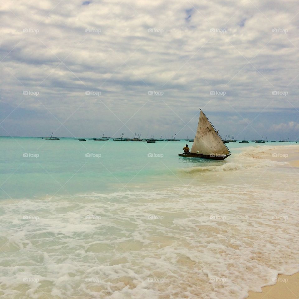 Tropic island. Tropic beach Nungwi, Zanzibar Island, Tanzania