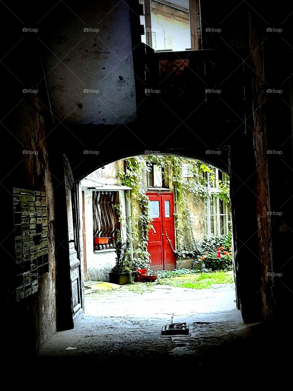 The enterance to an old building