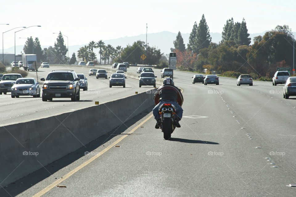 Motorcycle on a freeway 