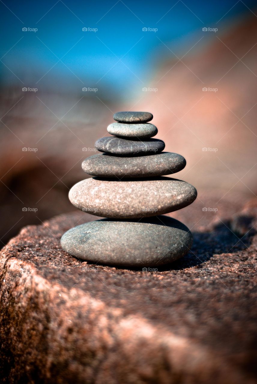 Zen Rock Stack on Shore of Kennebunkport Maine