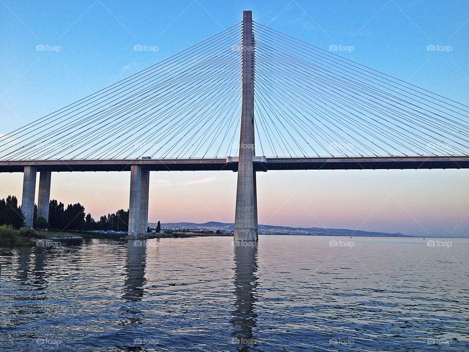 Bridge and sunset city 