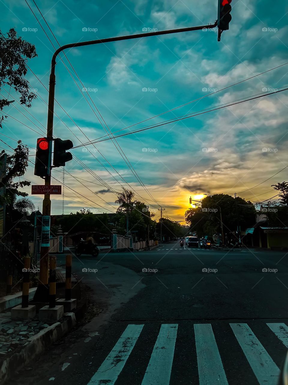 street atmosphere in the afternoon with a beautiful sky.