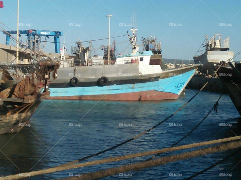 Beautiful ships at essaouira harbour in Morocco.