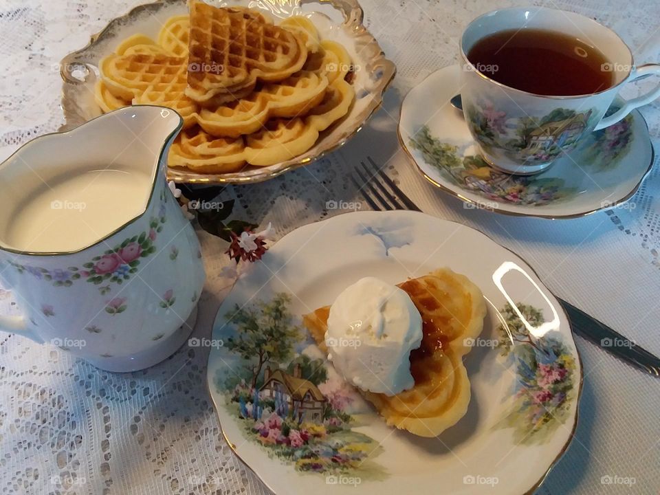 waffles and icecream for tea