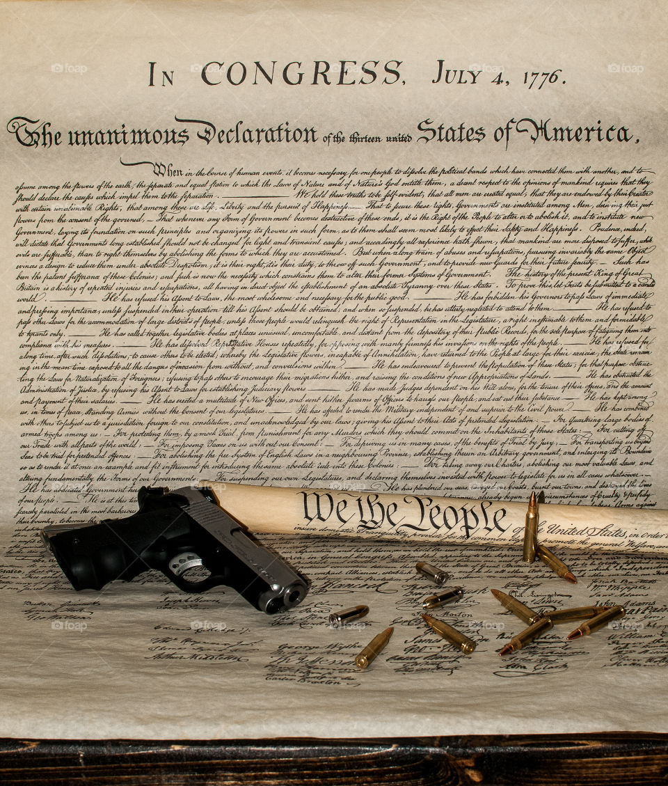 Celebration of fourth of July, Independence day in the United States of America with the constitution and bill of rights
