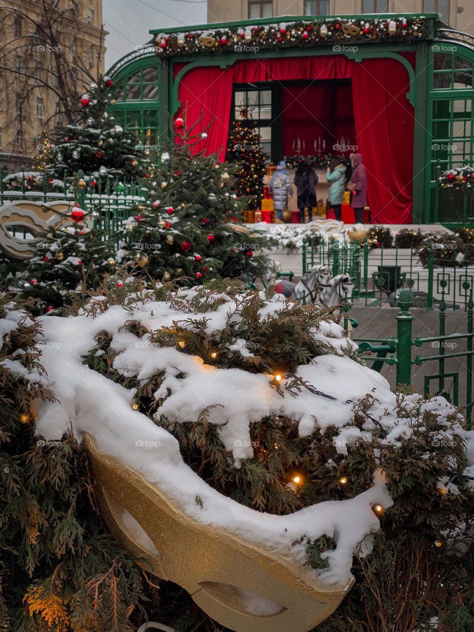 Moscow cityscape Christmas 