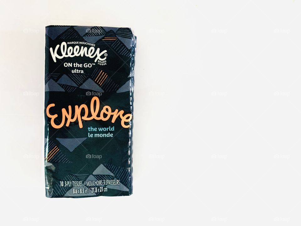 A package of Kleenex brand tissue on a white background 