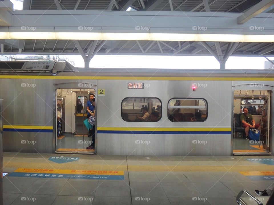 The train is entering the station.
The train doors open