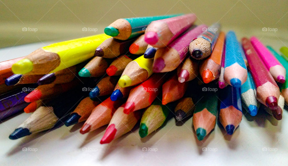 Stack of colored pencils