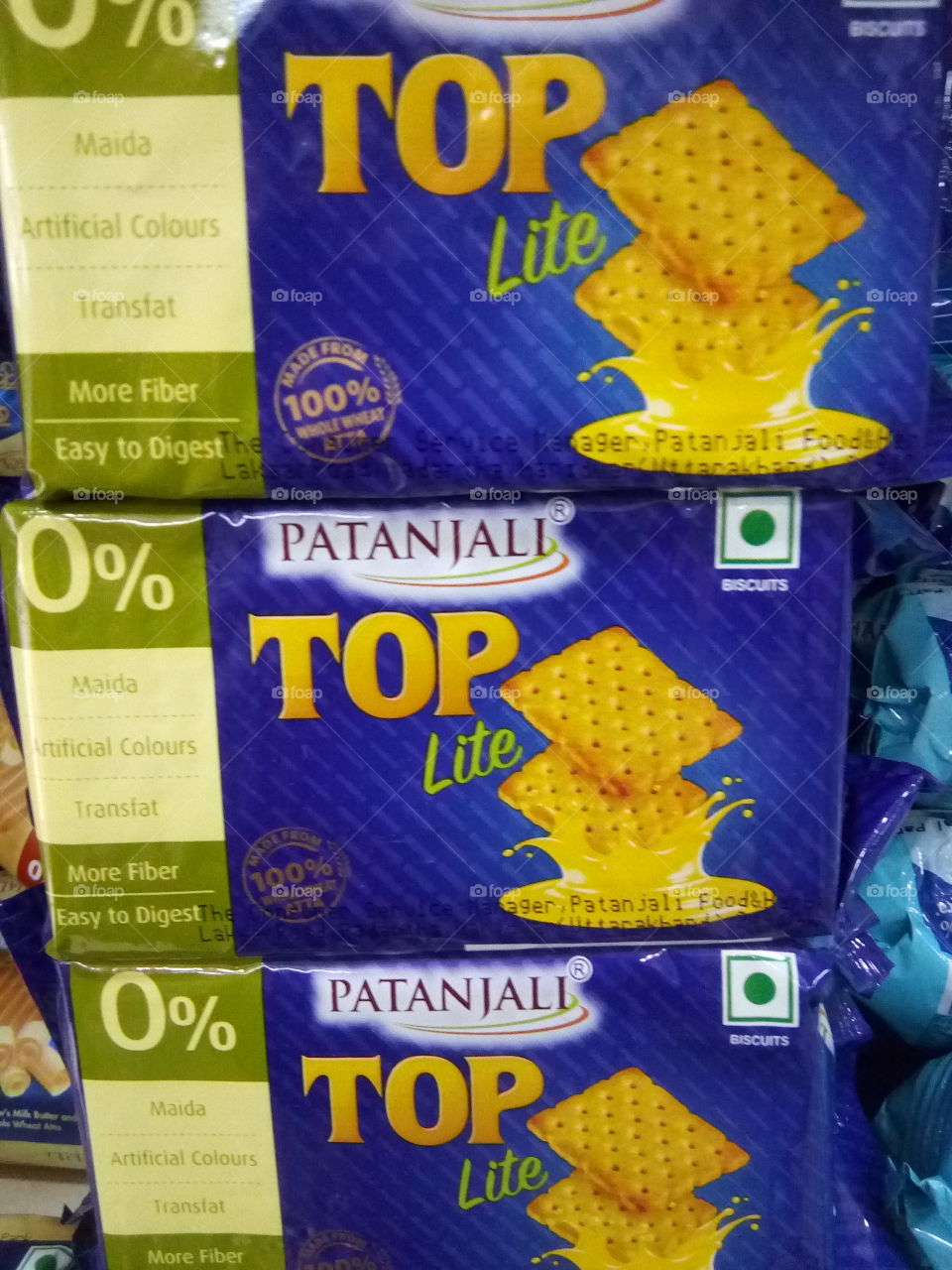 very very tasty biscuits named Top Lite made in India- a product of Patanjali.