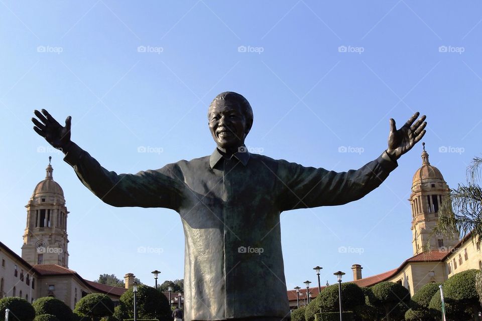 Nelson Mandela at union building in Pretoria