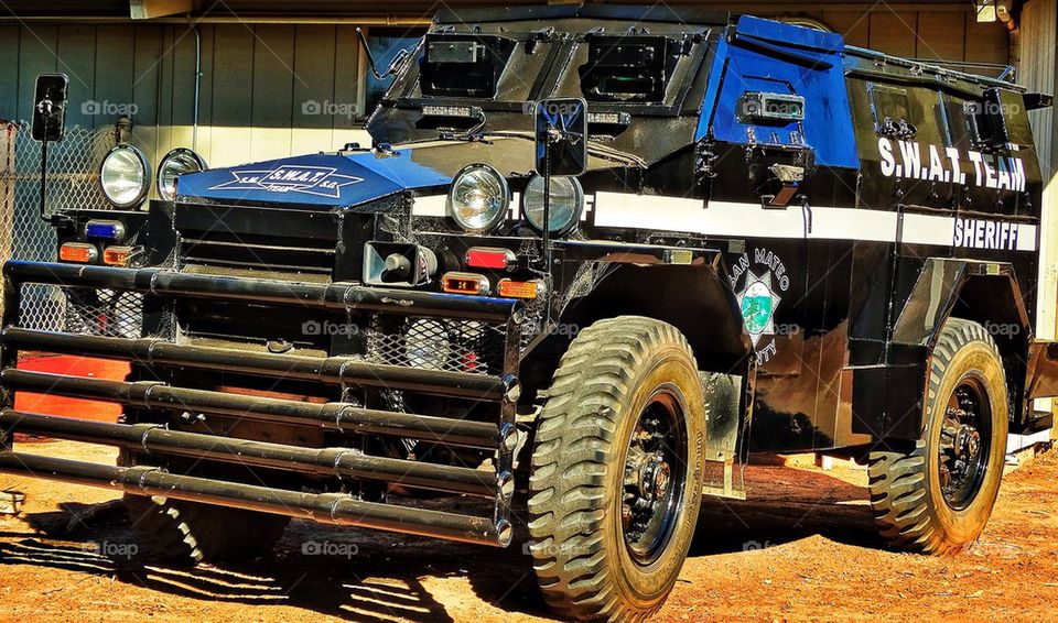 SWAT team armored car