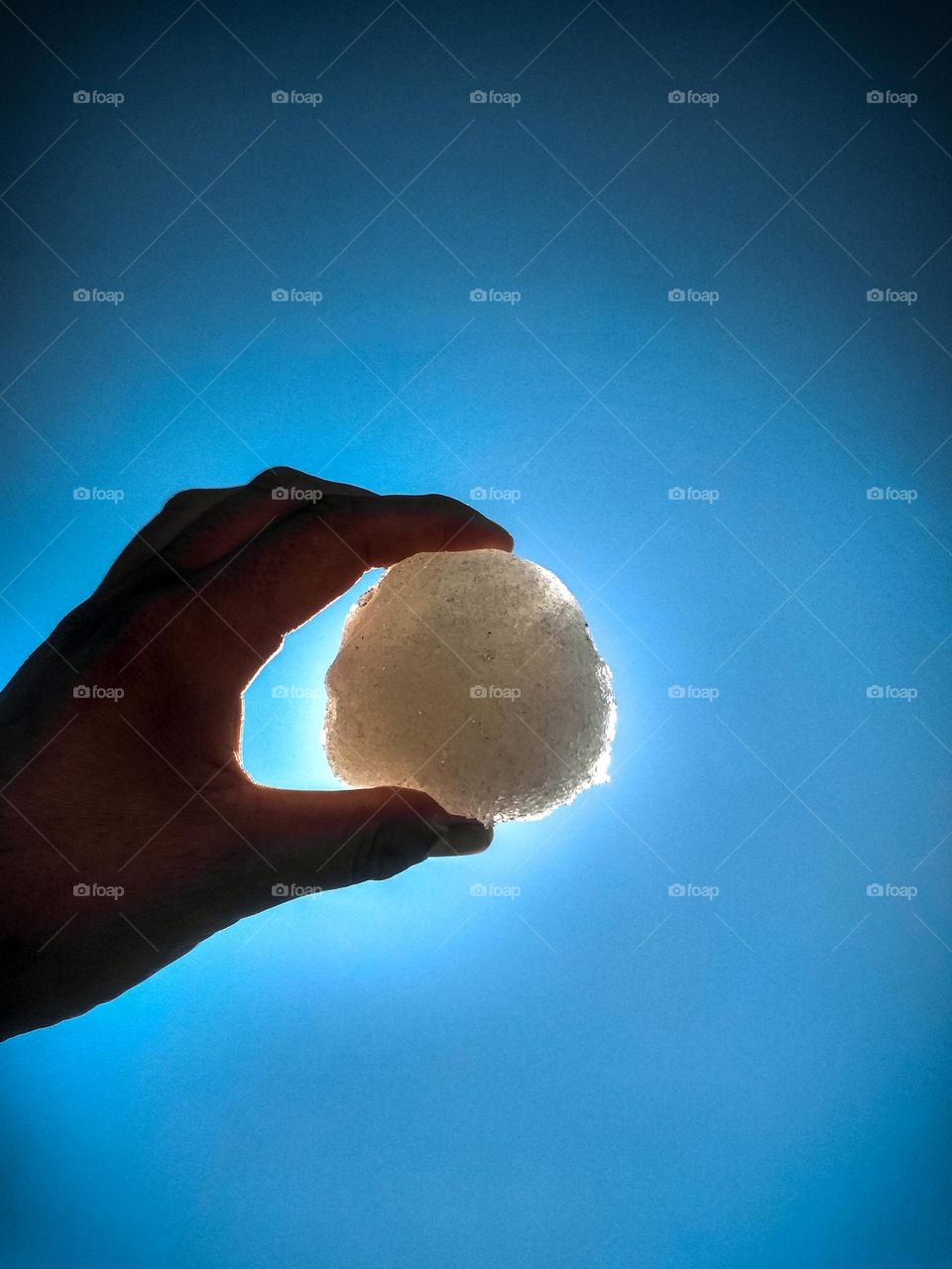 ice ball in the hand.