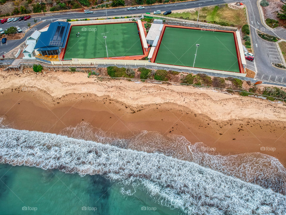 Lawn bowls and beach