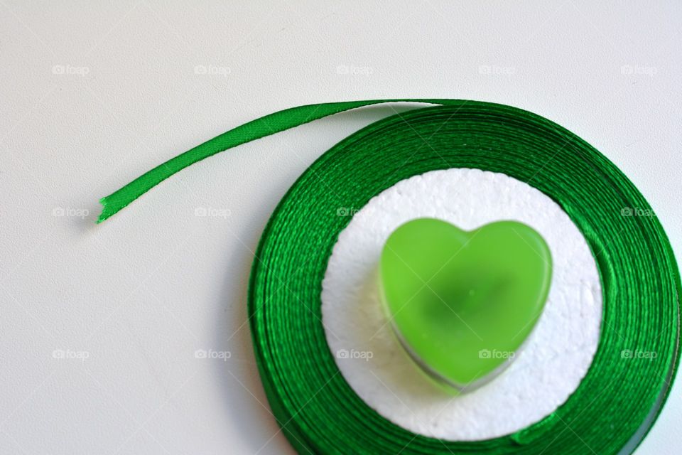 Green heart and ribbon