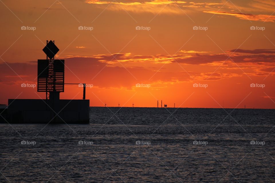 Port in sunset