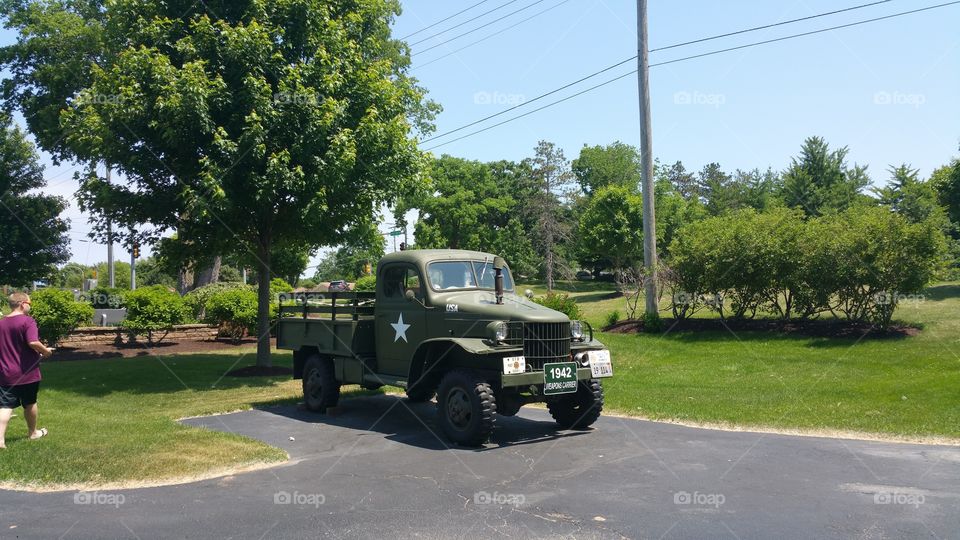 different angle of the same army or military truck