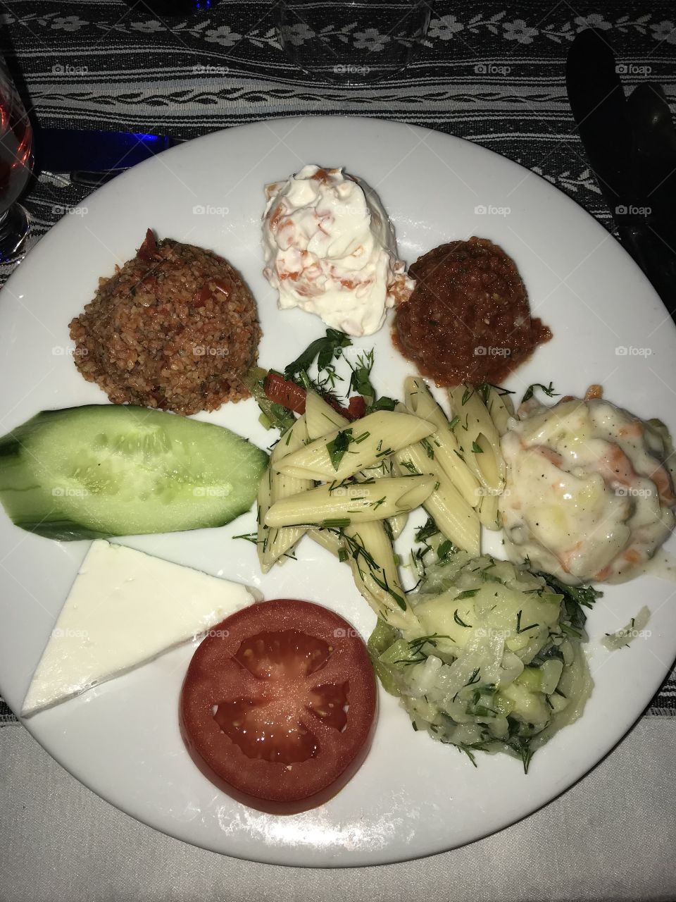 A fancy snack plate at the Turkish night in Turkey.