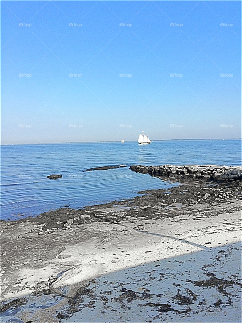 Water blends with sky 