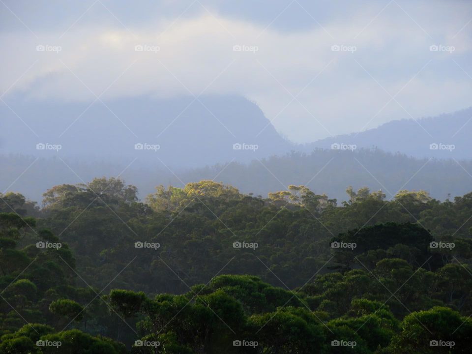 Mountain layers at sunset 