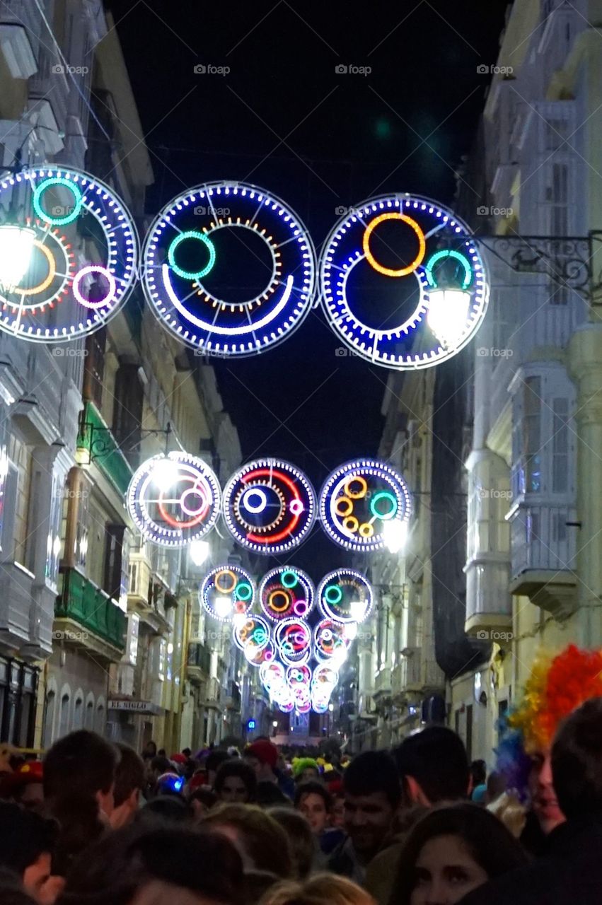 The streets of Cádiz during Carnival, Spain 