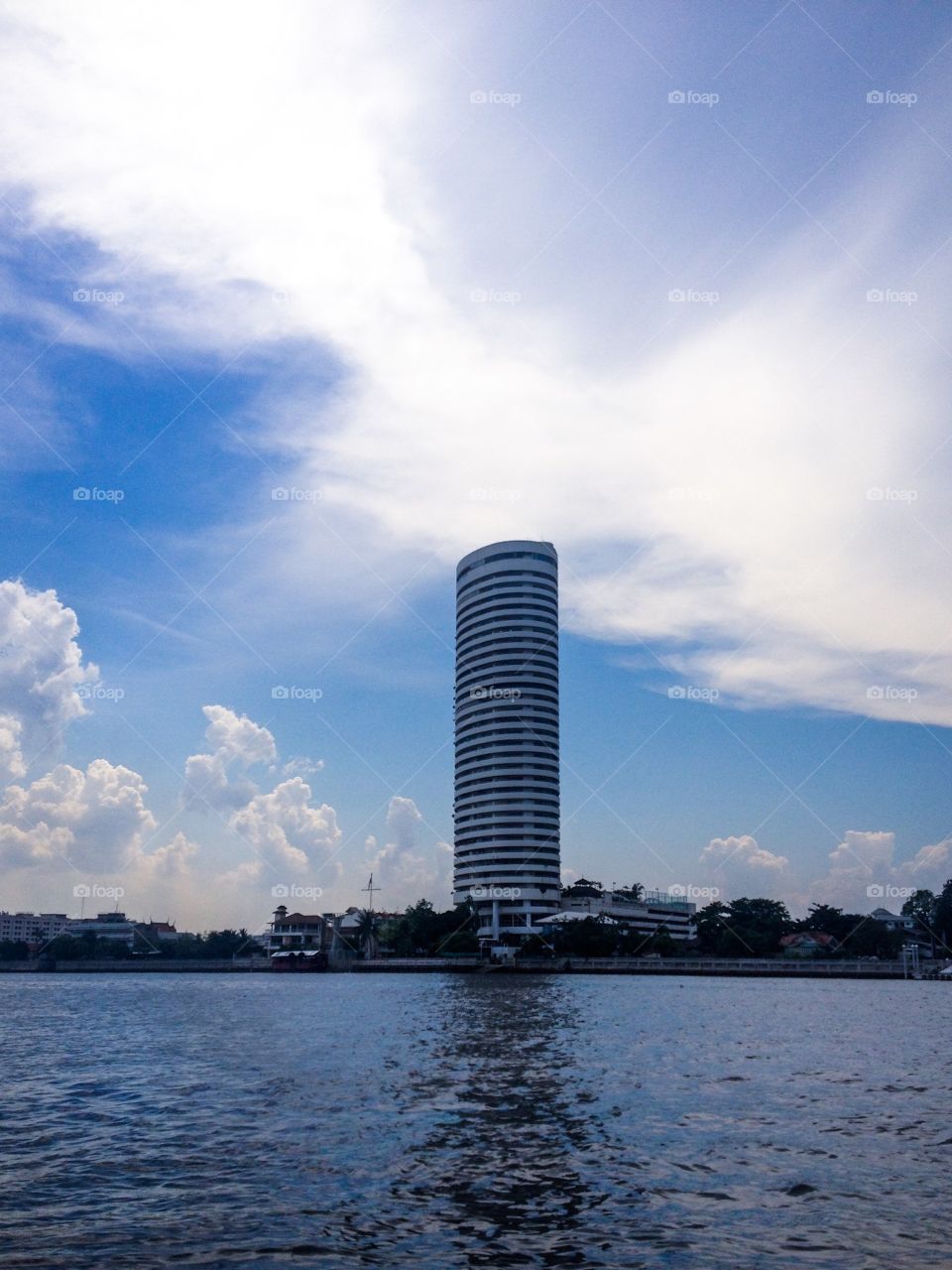 Blue sky. SomeDay in Bangkok. When I take by boat . This view take it on Chao Phaya River. It Nice Skyline 