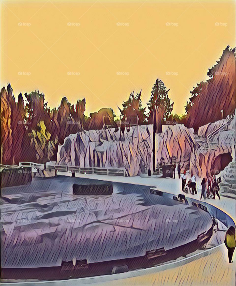 Draw of the Theatre of Syracuse, Sicily, Italy.