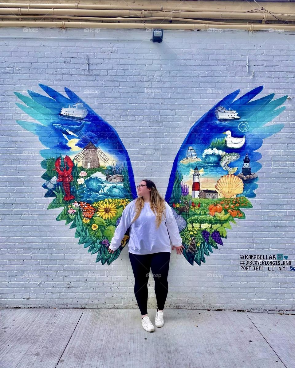 Long island displayed in a set of beautiful hand painted wings (Port Jefferson, NY)