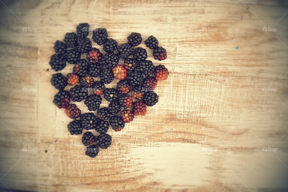 Heart made of wild blackberry