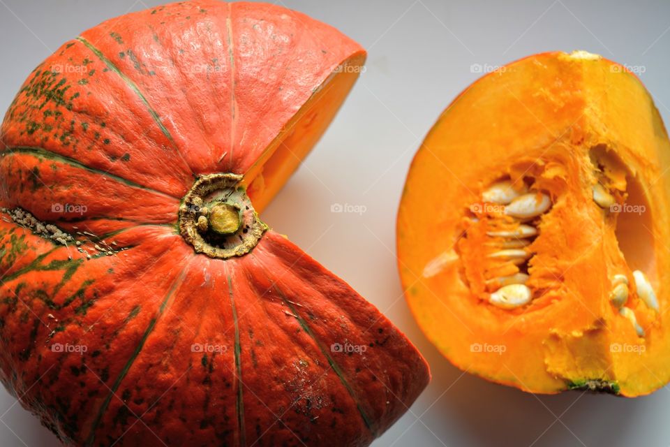 pumpkin on a white background top view