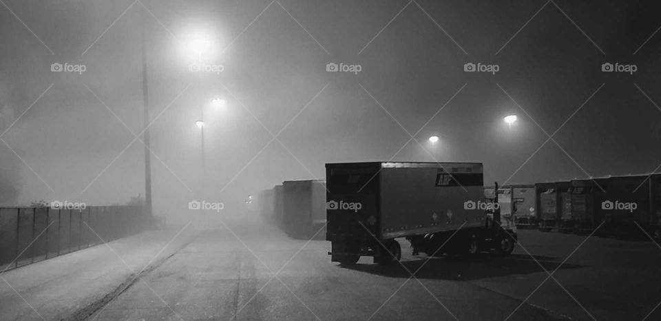 foggy night at work.